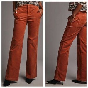 New! Maeve x Anthropologie Wide Leg corduroy Pant Orange nwt 33549